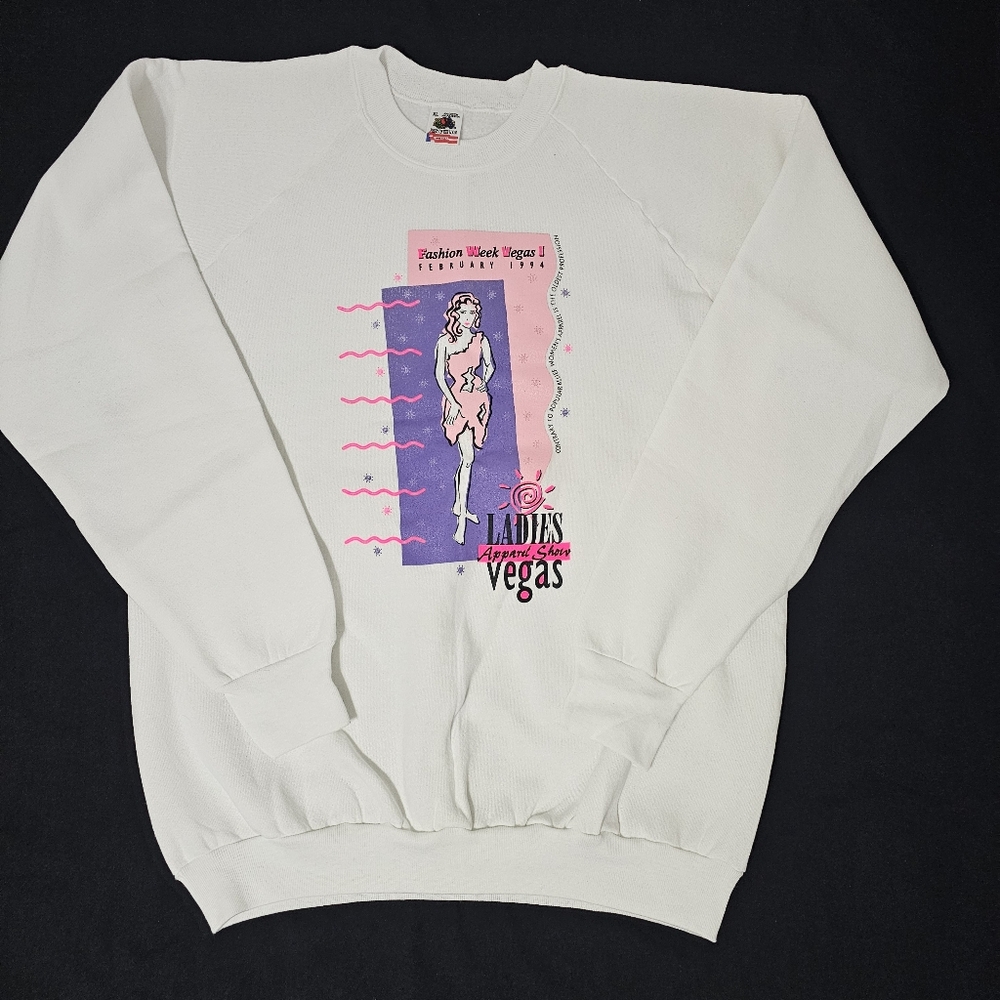 Vintage 1994 Las Vegas Fashion Week Crewneck Sweatshirt XL Made in USA 90s Graph